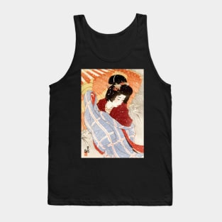 Japanese Lady in Snowstorm - Japanese Vintage Art - Ukiyo-e Tank Top